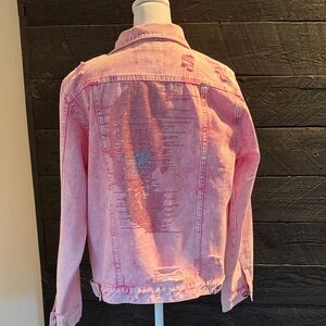 Pink Distressed Denim Jacket 💀